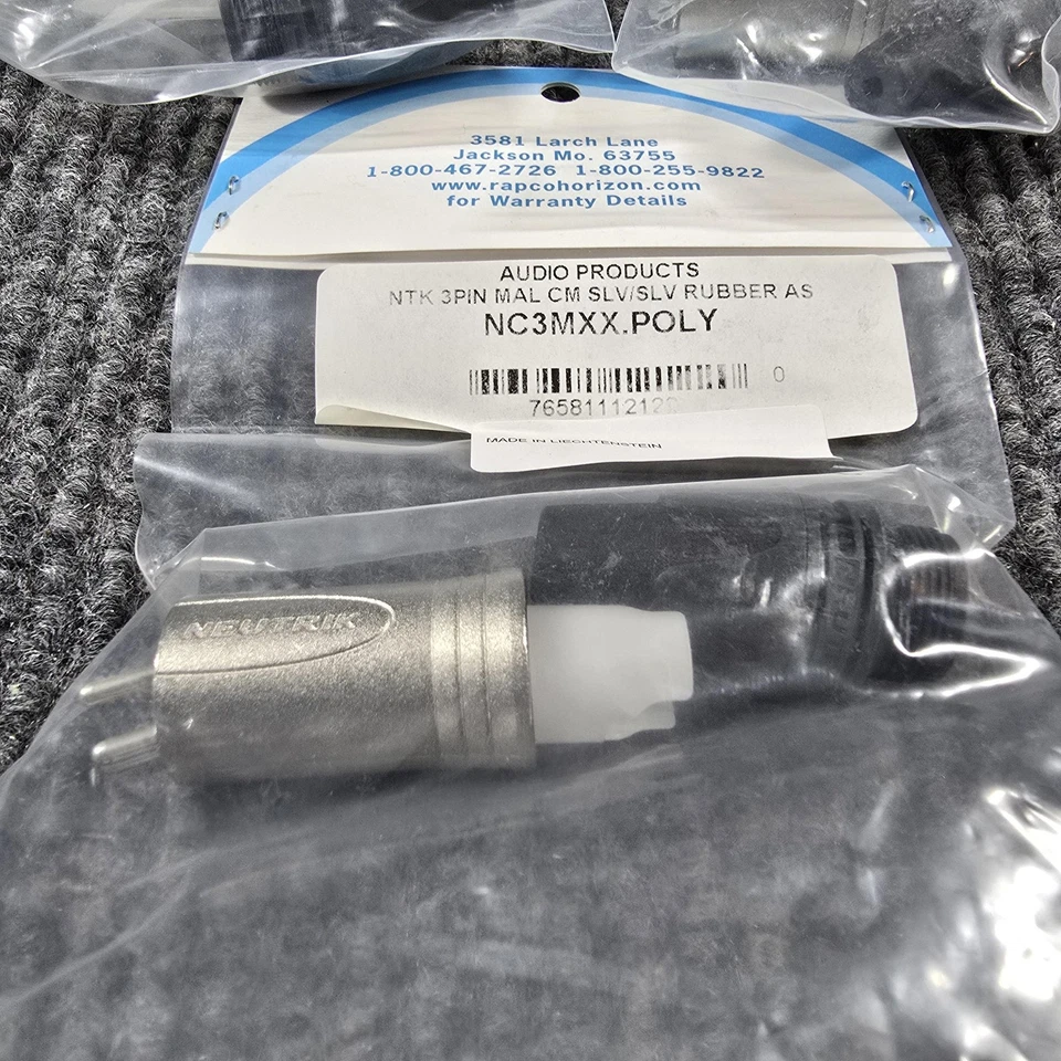 Neutrik NC3MXX.POLY 3 pines macho XLR conector de audio de goma plateada lote de 3 Foto 3 de 4