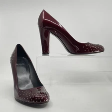 Stuart Weitzman Size 8.5 Burgundy Patent Leather Pumps with Stud Detail