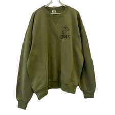 Soffe USMC Military Crewneck Sweatshirt Olive Green Made in USA Adult L #128