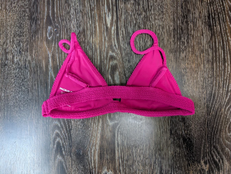 Top de bikini PacSun Swim para mujer rosa elástico talla S 193 Foto 3 de 4