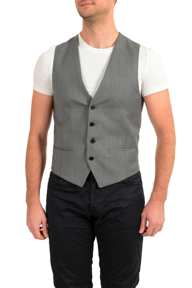 Chaleco con botones Hugo Boss para hombre "Vin194" gris 100 % lana