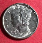 1945 Choice Uncirculated US Mercury SILVER Dime "Philadelphia" Mint! Old Coin!