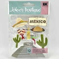 Jolee's Boutique Mexico Dimensional Stickers 12 pc Travel Mayan Taco Cactus New