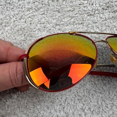 Michael Kors Sicily Flash Aviator Sunglasses Red Gold Orange