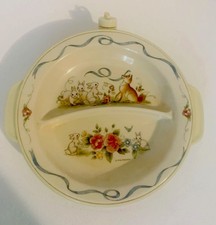 Vintage Baby Dinner Plate Suction Base Hot / Cold Pfaltzgraff Bunny Fox Flowers