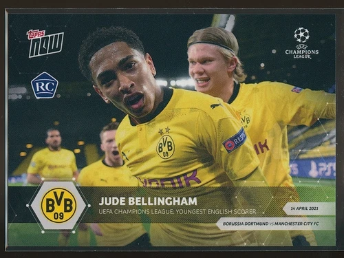 Jude Bellingham w Erling Haaland 2020 Now UEFA Champions League /41113 Rookie RC