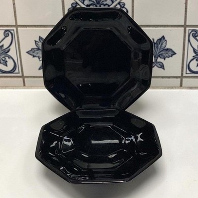 Arcopal Novoctime Black Salad Plates, Set of 2, Vintage Dinnerware, Tableware