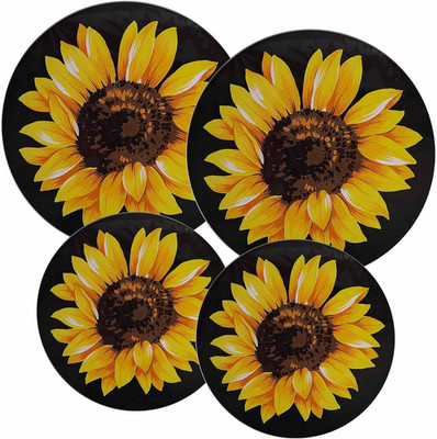 Burner Covers for Electric Stove (Yellow/Black Sunflower, Round D8/10  )