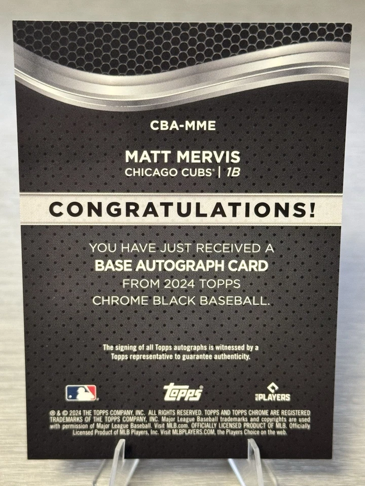 🔥⚾️MATT MERVIS 2024 Topps Chrome Black Chrome Refractor Auto #CUBS/MARLINS!⚾️🔥 - Image 4 of 4