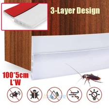 Door Draft Stopper Guard Draft Blocker Seal Soundproof Under Bottom Strip-White