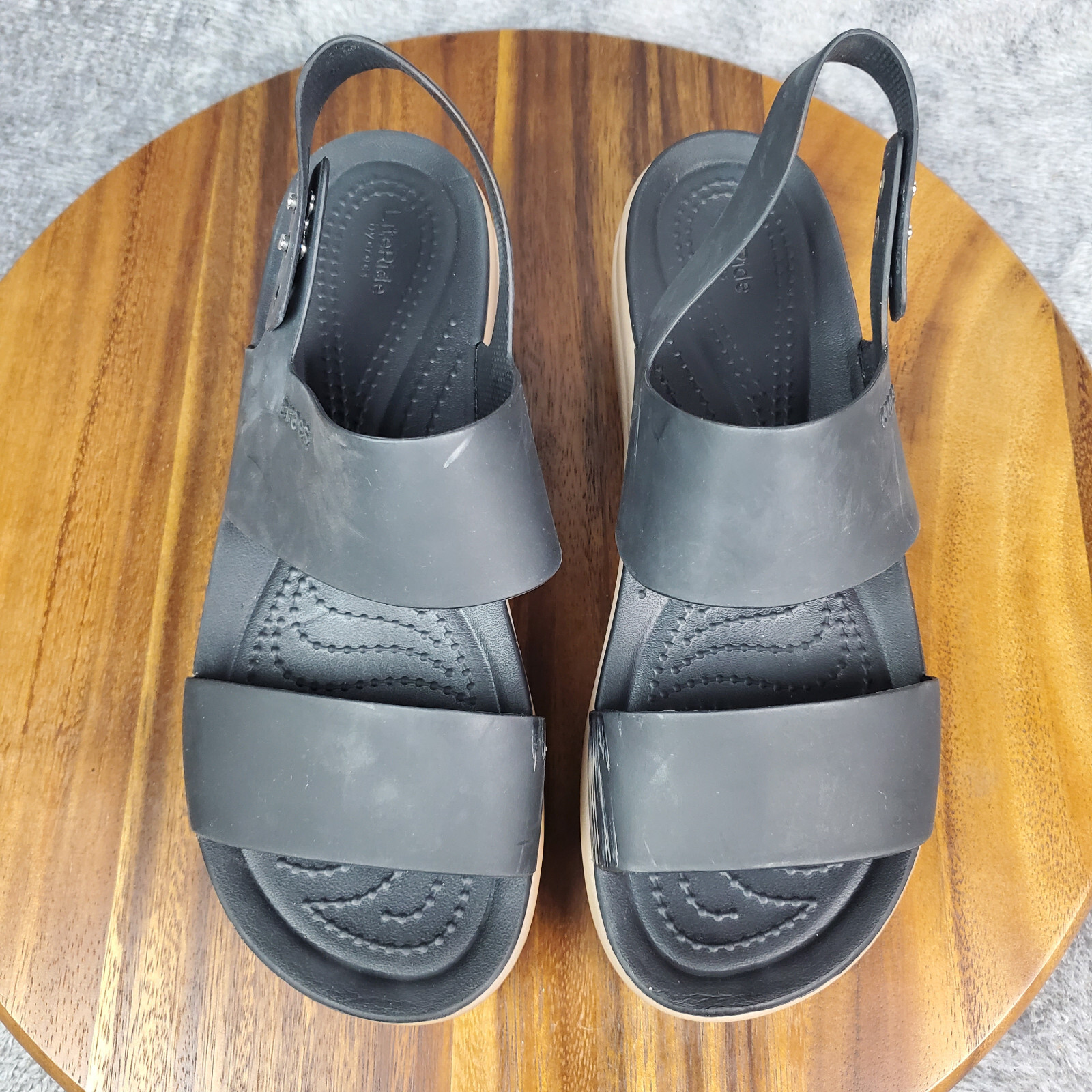 Crocs LiteRide Brooklyn Sandals Womens 8 Black Straps… Gem