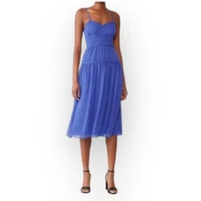 La Maison Talulah women's 2XL Sorrento Midi Dress Blue Polka Dot tiered smocked