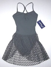 Capezio Camisole Dress Jacquard Skirt Leotard Bodysuit 10188 Gray New Nwt Women