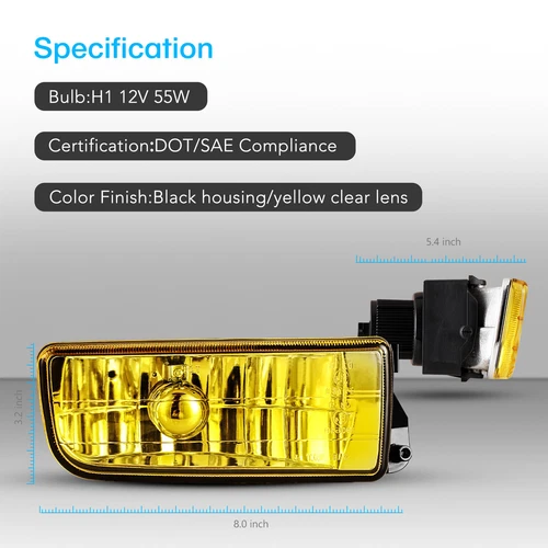 Par de luces antiniebla de conducción lente de vidrio amarillo H1 para 92-99 BMW Serie 3 E36/M3 - Imagen 5 de 9