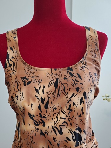 Alicia Simone one piece  black wrap swimsuit tiger print size 16  - Picture 7 of 8