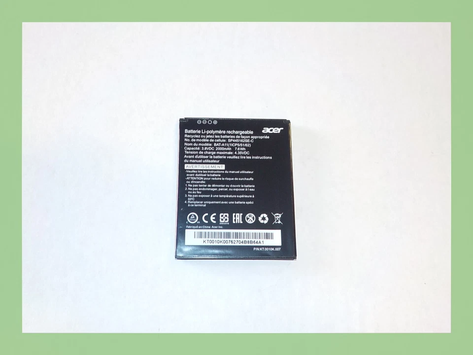 Batería 2000mAh NUEVA OEM BAT-A11 SP445162SE-C Acer Liquid Z410 Z330 KT.0010K.007 Foto 2 de 3