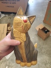 Handmade Wooden Cat Figurine / Decoration