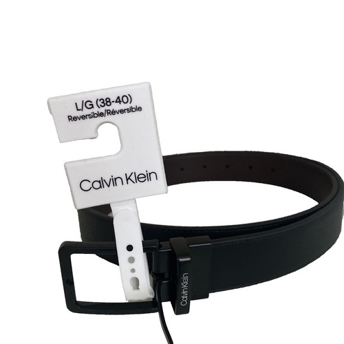 Calvin Klein Leather Belt Bejeweled Rhinestone Belt Buckle  display picture 1