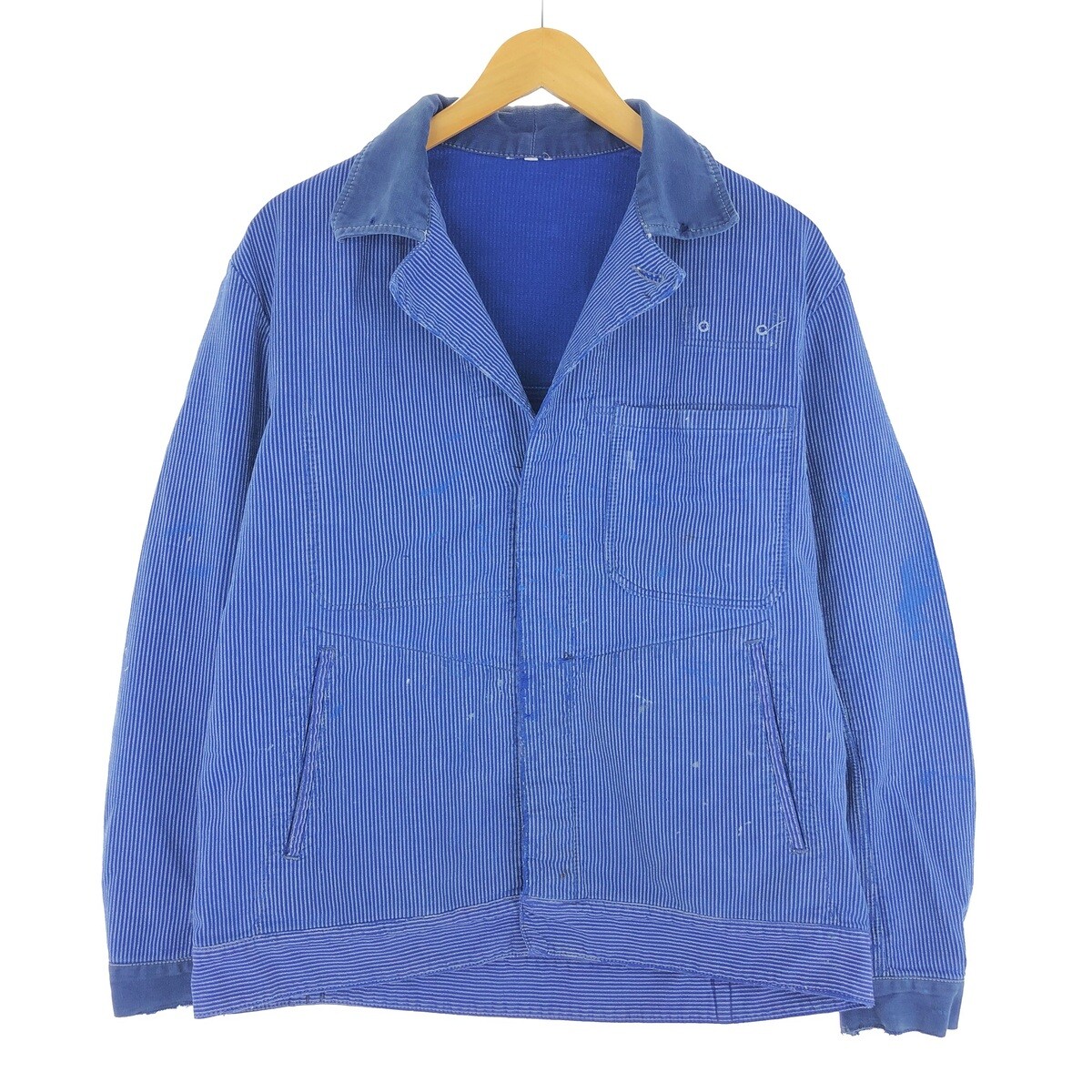 70s euro work jacket ユーロワーク 丸襟 Aライン 1960s-70s EURO Cotton Twill Work Jacket Navy Mens-ML – ataco