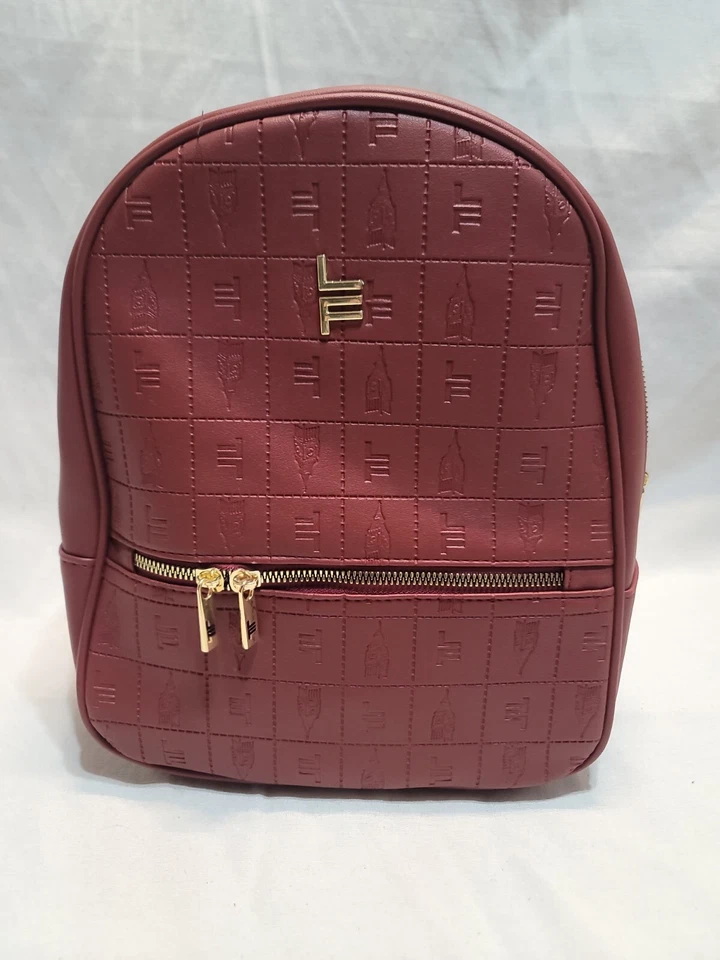 Mochila London Fog Collection ISA en relieve rojo rubí nueva con etiquetas