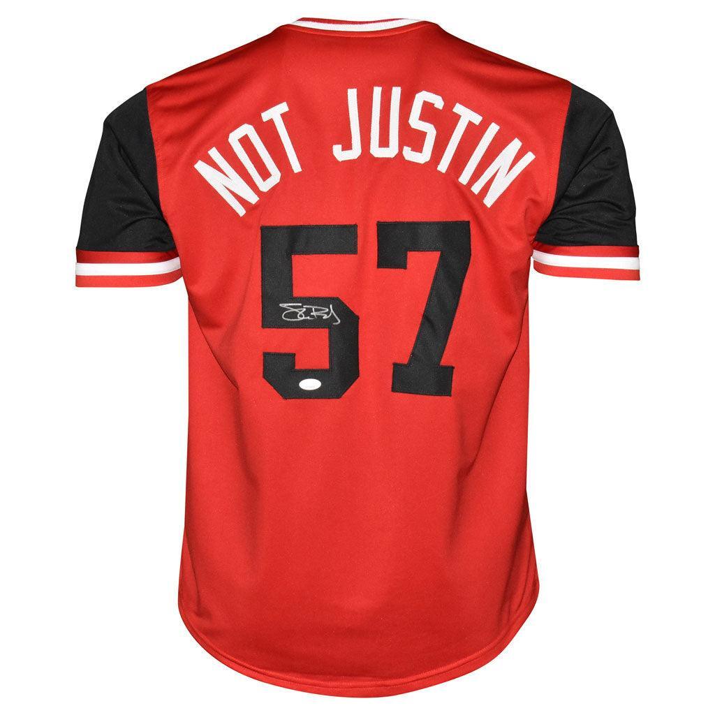 Shane Bieber Signed Not Justin Cleveland Red Baseball Jersey (JSA