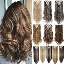CLEARANCE Clip in FULL HEAD Hair Extensions Straight Natural As Human Hairpiece