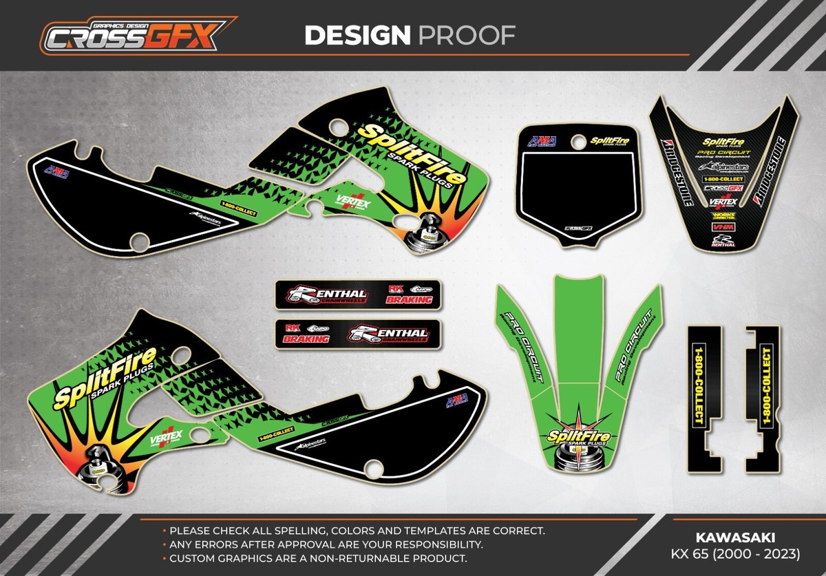 ALL Years KX 65 Graphics Kit for Kawasaki KX65 65KX Decal Stickers