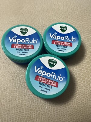 3 X VICKS VAPORUB - SCHNELLE LINDERUNG ERKÄLTUNG & HUSTEN & VERSTOPFTE NASE - 10ml Taschenformat