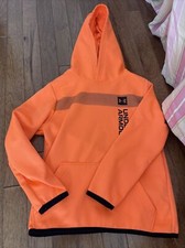Under Armour Long Sleeve Neon Orange Graphic Hoodie Youth Size Small