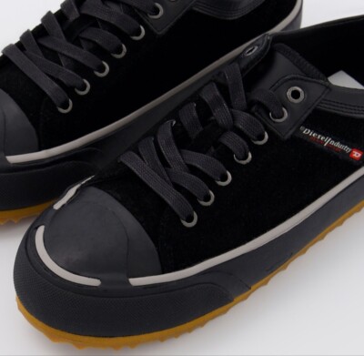 DIESEL S PRINCIPIA LOW X BLACK SUEDE TRAINERS SHOES SIZE: UK-6.5 