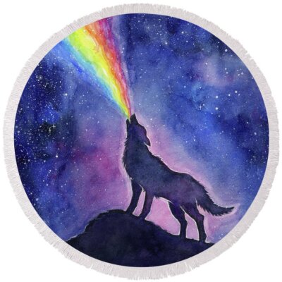 WOLF NIGHT HOWL RAINBOW STARRY SKY Pendant On 20'' 925 Sterling Silver Necklace 