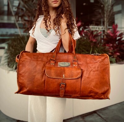 25 '' Groß Qualität Leder Reisetasche Duffel Fitness Herren Gepäck Übernacht