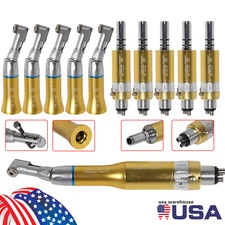 1-5 NSK Style Dental Low Speed Contra Angle Handpiece/Air Motor 4holes Golden
