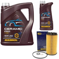 MotoröL Set Mannol 10W-40 Ceramic Pro 6 Liter + ÖLfilter FüR Alfa Romeo Renault
