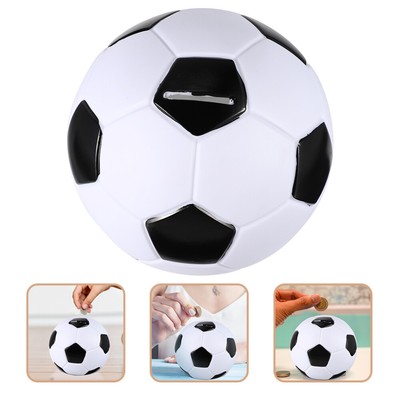 Compact Saving Pot Vinyl Piggy Bank Football Form Desk Coin Container