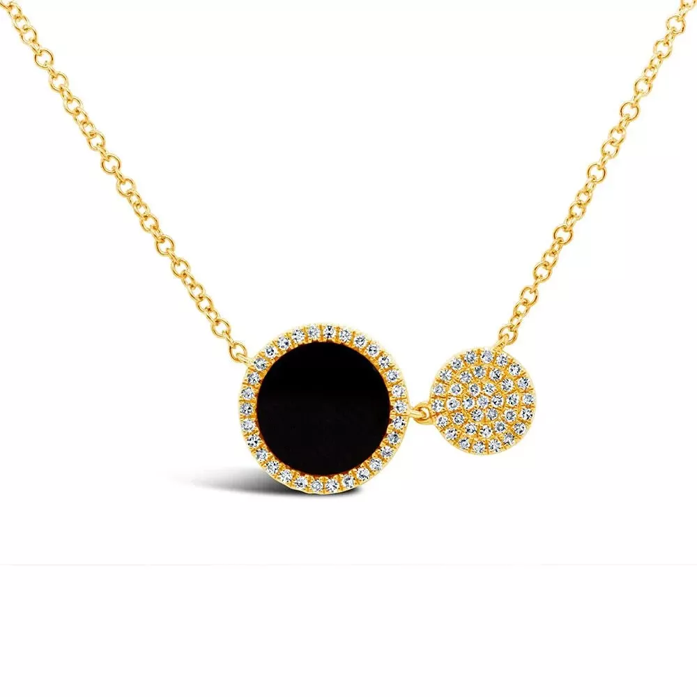 Diamond and black onyx outlet circle pendant