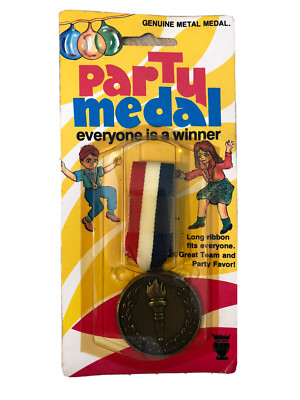 Vintage Party Medal Ribbon Team Favor NOS Crown Trophy Made in USA