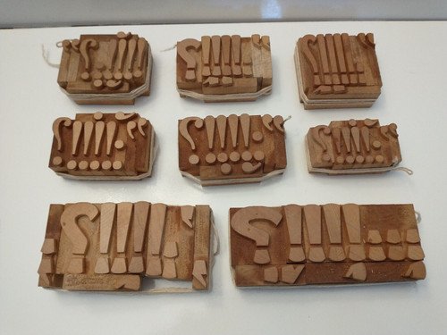 Wood Printing Blocks, Punctuation Marks, 8 Bundles, Estate Find, New/Old Stock