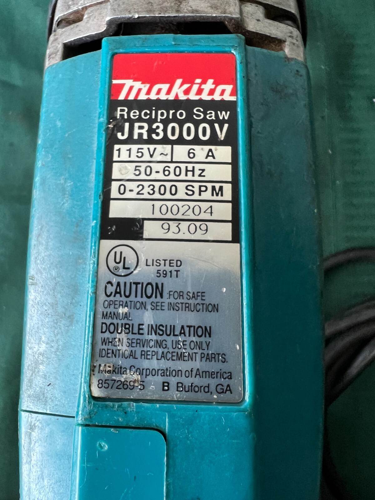 Makita JR3000V Corded Reciprocating Saw 115v 6 Amps 5060 Hz 02300 SPM 88381043687 eBay