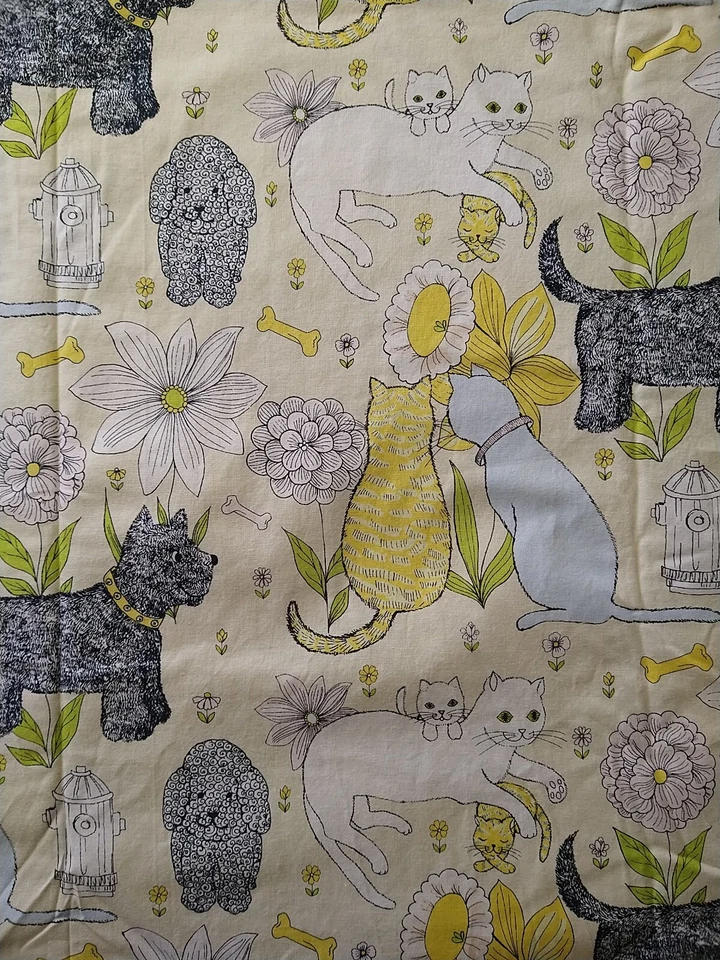 Anna Griffin Colección FIFI & FIDO 2010 Tela Algodón Perros Gatos Verde BTHY 18" Foto 2 de 4