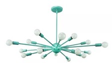 Sputnik Atomic Starburst Chandelier Sea Foam Green Mid Century Modern 18 Arms