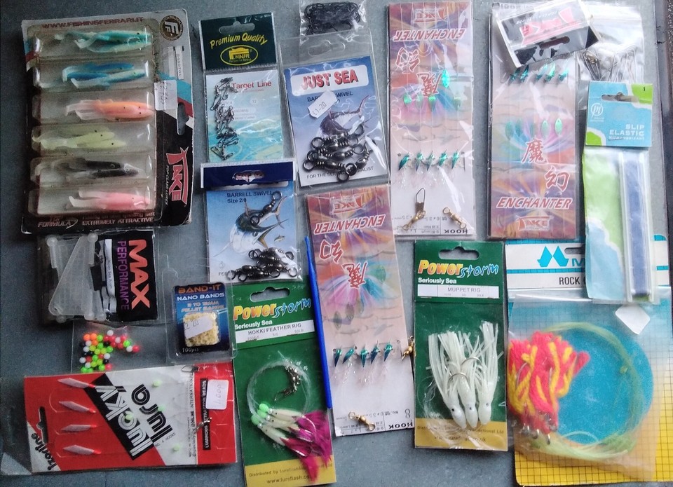 Fishing Tackle Job Lot, Lures Hooks Sea Luminous Carp Swivels Line
