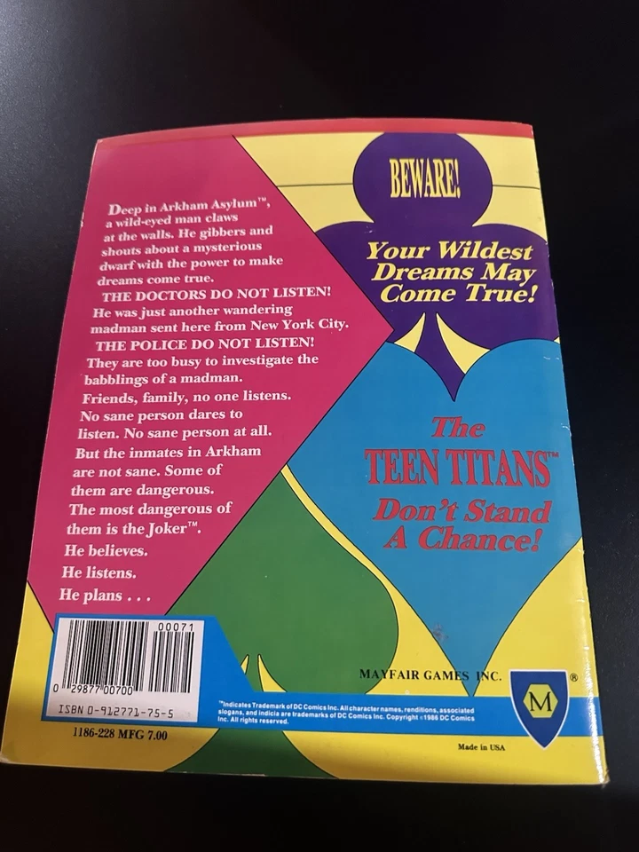 DC Heroes RPG DREAM MACHINE JOKER Mayfair 1986 #228 Batman Role Playing Game - image 4 of 4