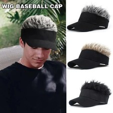 Mens Baseball Golf Hat Cap Sun Visor Wig Hat With Fake Flair Hair Outdoor Sports