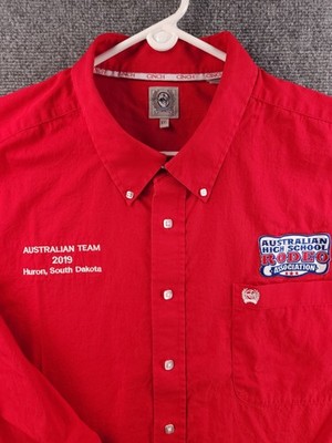 Cinch 2XL Button-Down Graphic Print Cotton Red Australian Rodeo South Dakota Men