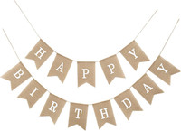 Happy Birthday Banner Schild, Vintage Jute HäNgende Wimpelkette Happy Birthday D