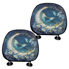 Car Seat Headrest Cover for Women Soft Elastic Head Rest Butterfly Moon