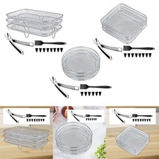3x Grilles de friteuse en acier inoxydable Grilles de déshydrateurs empilables