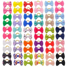 Puppy Hair Bows Small Dog Mini Rubber 1 Count (Pack of 60), Multi-colored