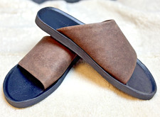 Men  s Brown Genuine Leather Slide Sandals Casual Comfort Summer Slip On US 8.5  9